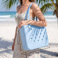 Multicolor EVA Beach Tote Bag Waterproof Hole Design Lightweight Large Capacity Reusable Outdoor Vibrant Shopping Handbag