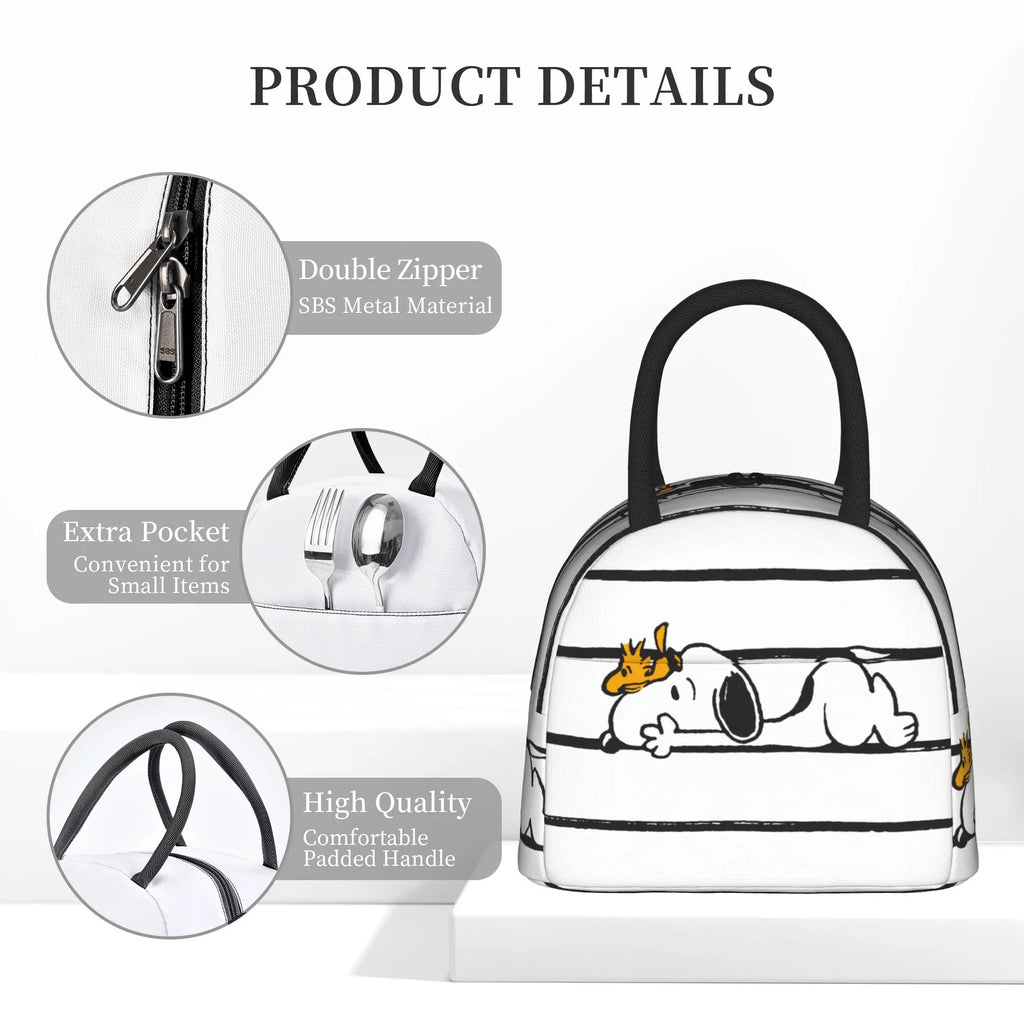 S-Dog-Snoopies Cartoon  Insulated Lunch Bag Cooler Bag Lunch Container  Leakproof Lunch Box Tote for Men Women Office  Picnic