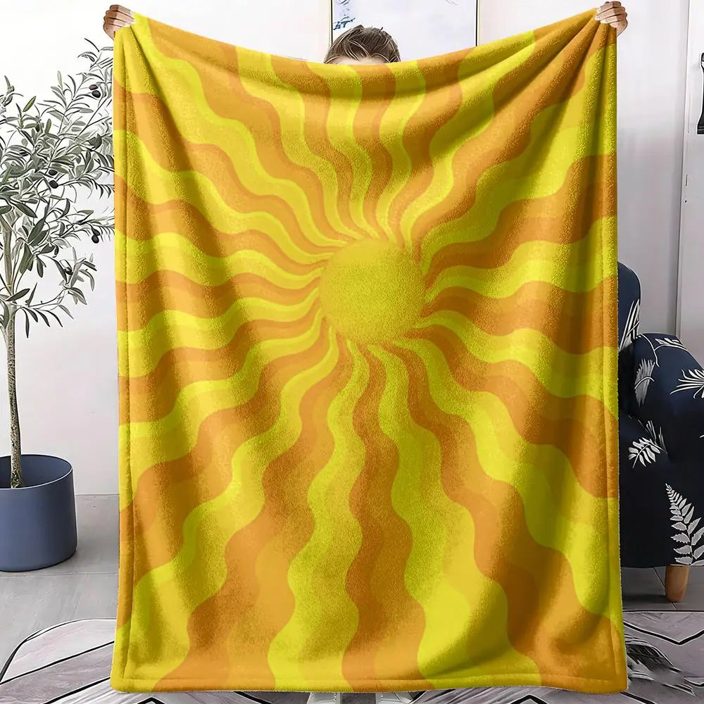 Abstract Sunny Throw Soft Flannel AC Blanket Lightweight Summer Nap Throw Cozy  Blanket for Sofa Bed Travel Home