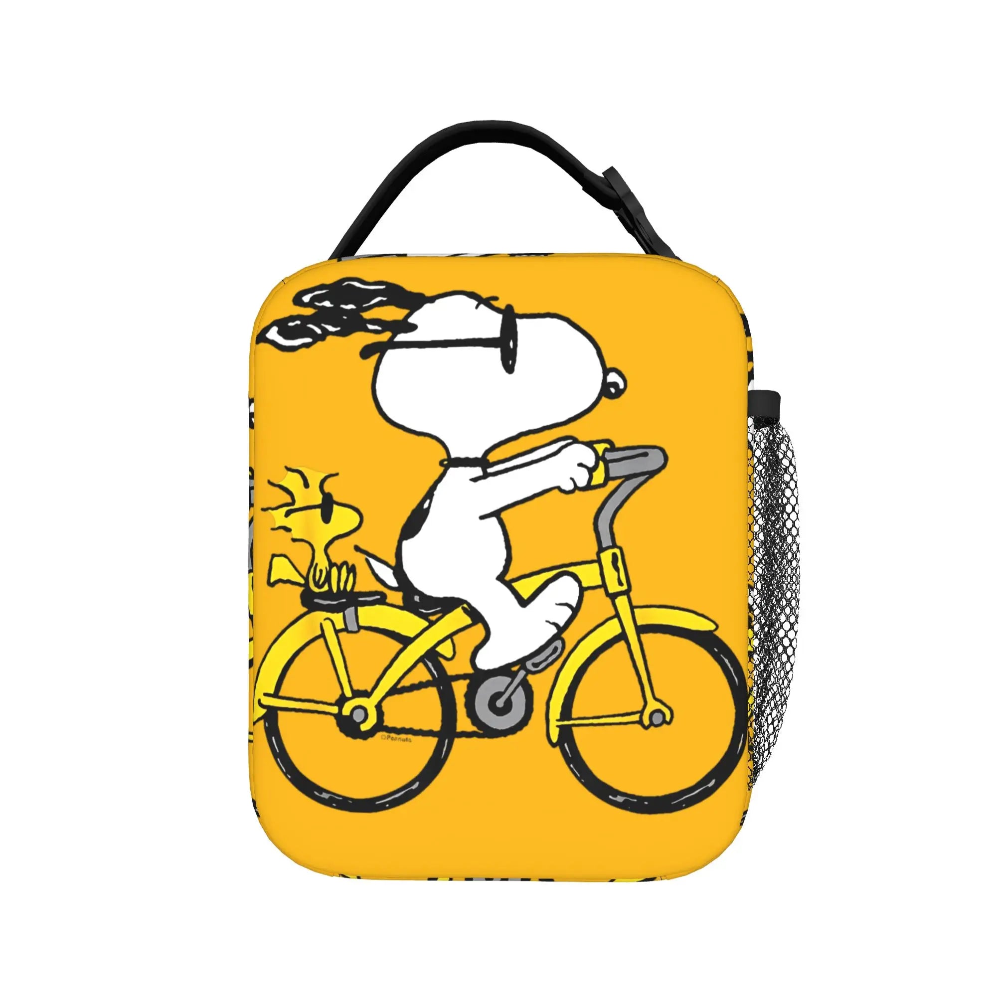 Snoopy Woodstock Riding Bike Insulated Lunch Bag Cooler Bag Reusable,Meal Container Cartoon Lunch Box Tote Food Bag Outdoor