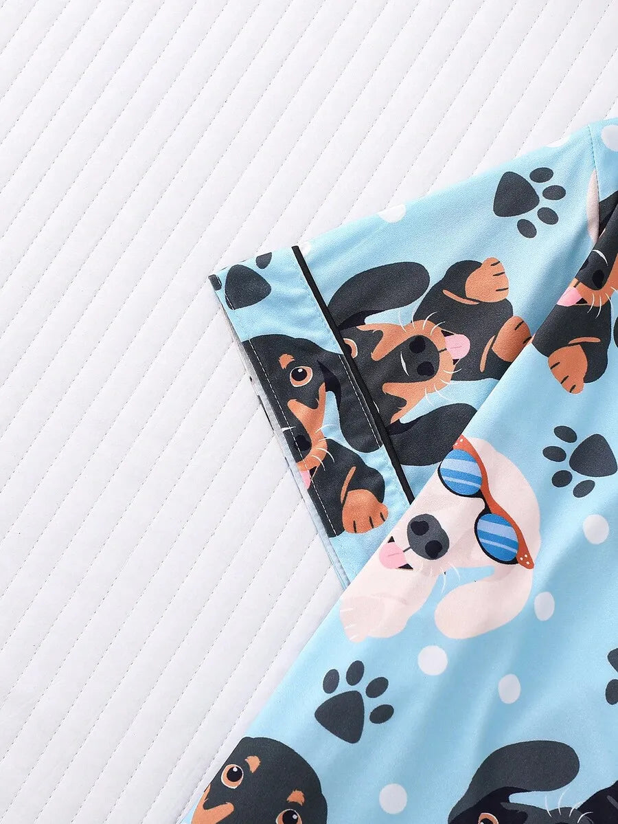 Dachshund in Glasses Women's Pajama Set — Short Sleeve Top & Shorts