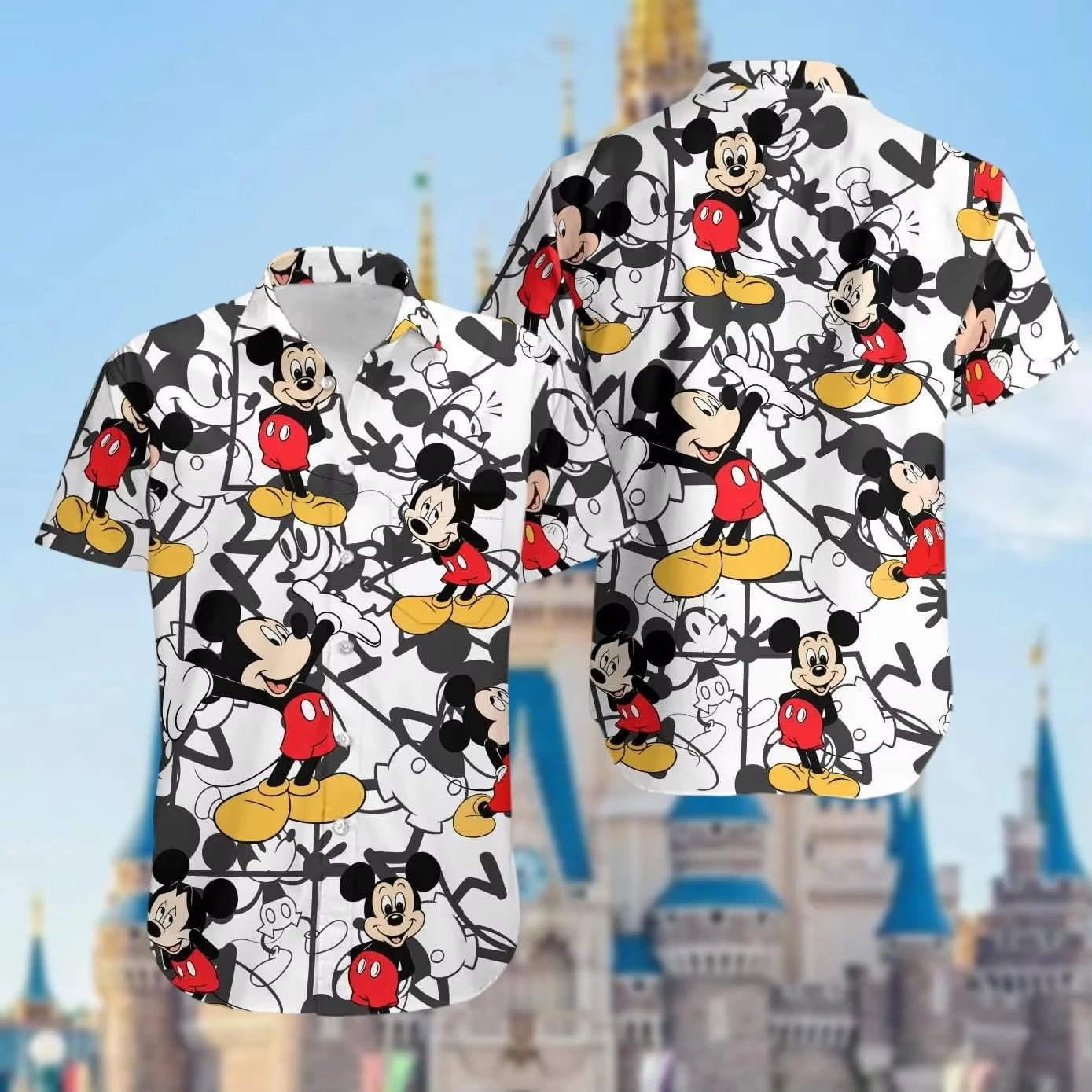 Summer Hot Selling Cute Mickey Minnie Casual Couple Hawaiian Shirt