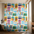 1pc Sardine Print Waterproof Shower Curtain Partition Privacy Hanging Curtain, 12 Hooks, Multiple Sizes