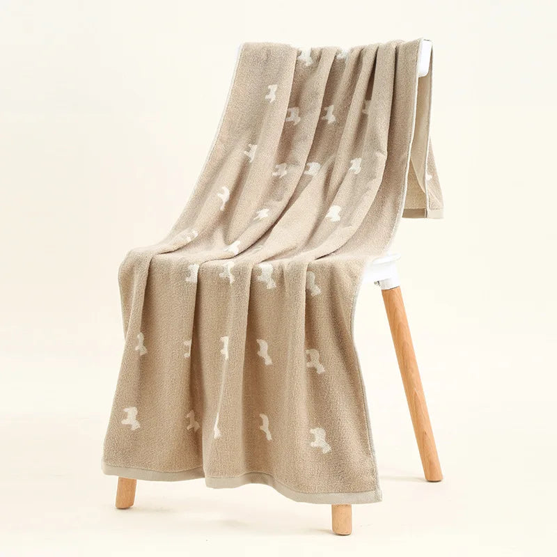 70*140cm Cotton Jacquard Bath Towel Multi-color Cute Horse Design Soft Water Absorbent Big Towel for Adults