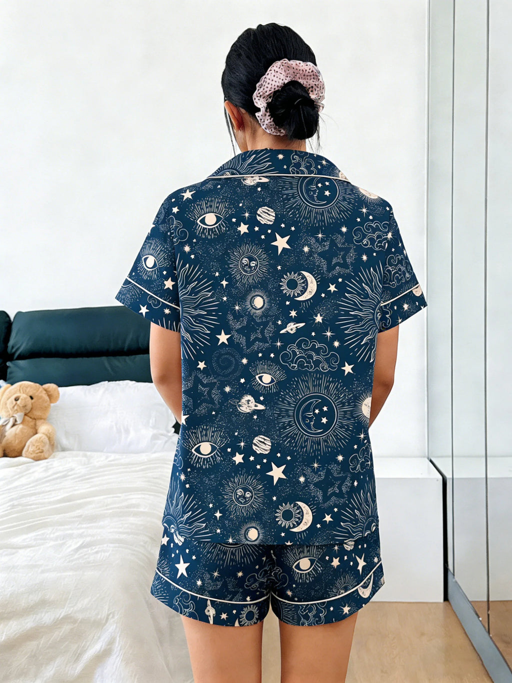 Sun Moon Star Print Celestial Pajamas/Loungewear