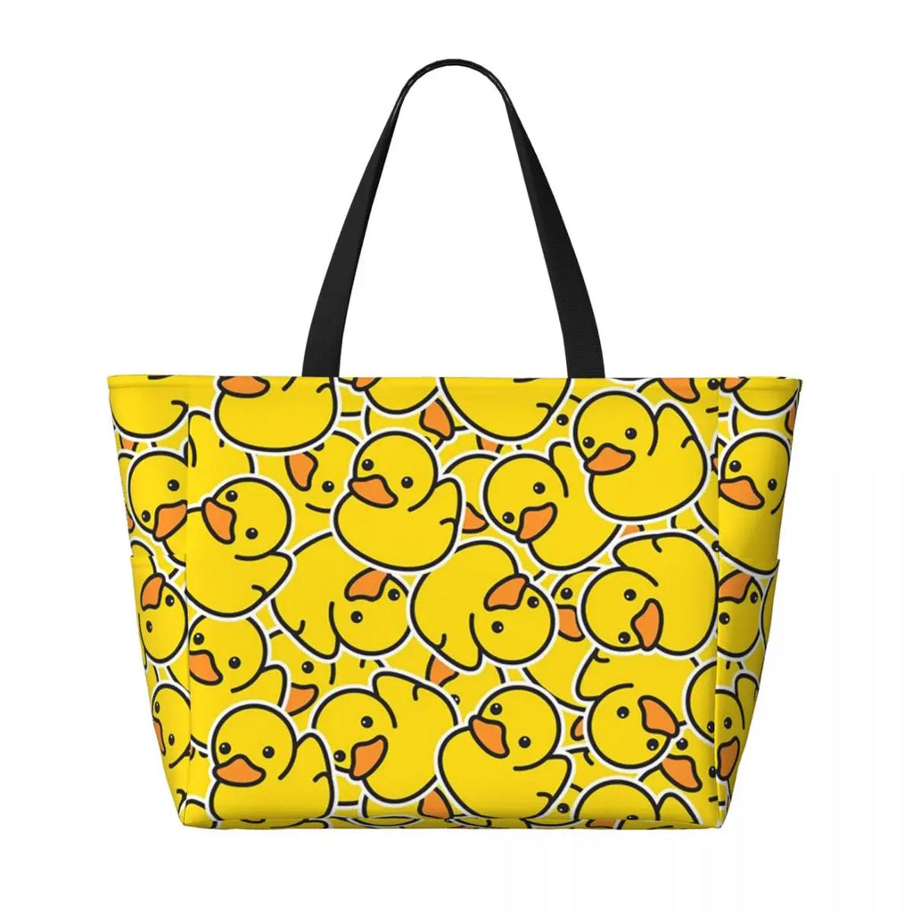 Yellow Classic Rubber Duck Beach Tote Bag Sport Gym Yoga Duffle Large Tote Bag Women Travel Bag Fitness bag