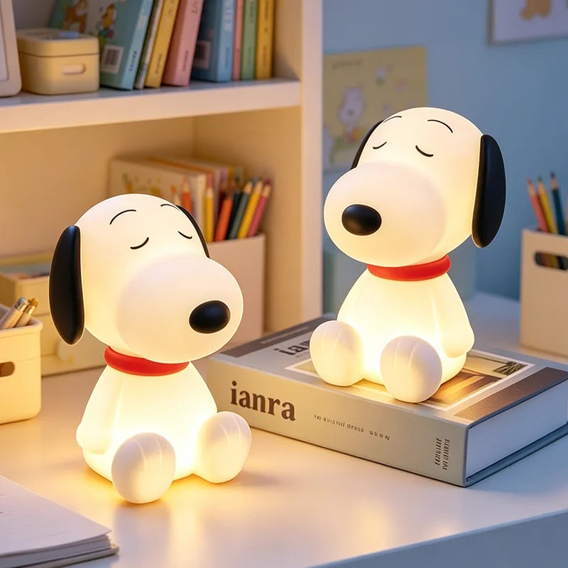 Snoopy Night Light 3 Level Dimmable Soft Eye Protection Bedside Lamp Rechargeable Timing Cartoon Bedroom Desktop Decor Cute Gift