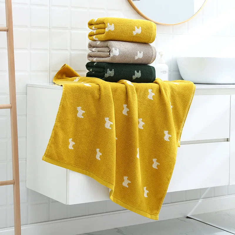 70*140cm Cotton Jacquard Bath Towel Multi-color Cute Horse Design Soft Water Absorbent Big Towel for Adults