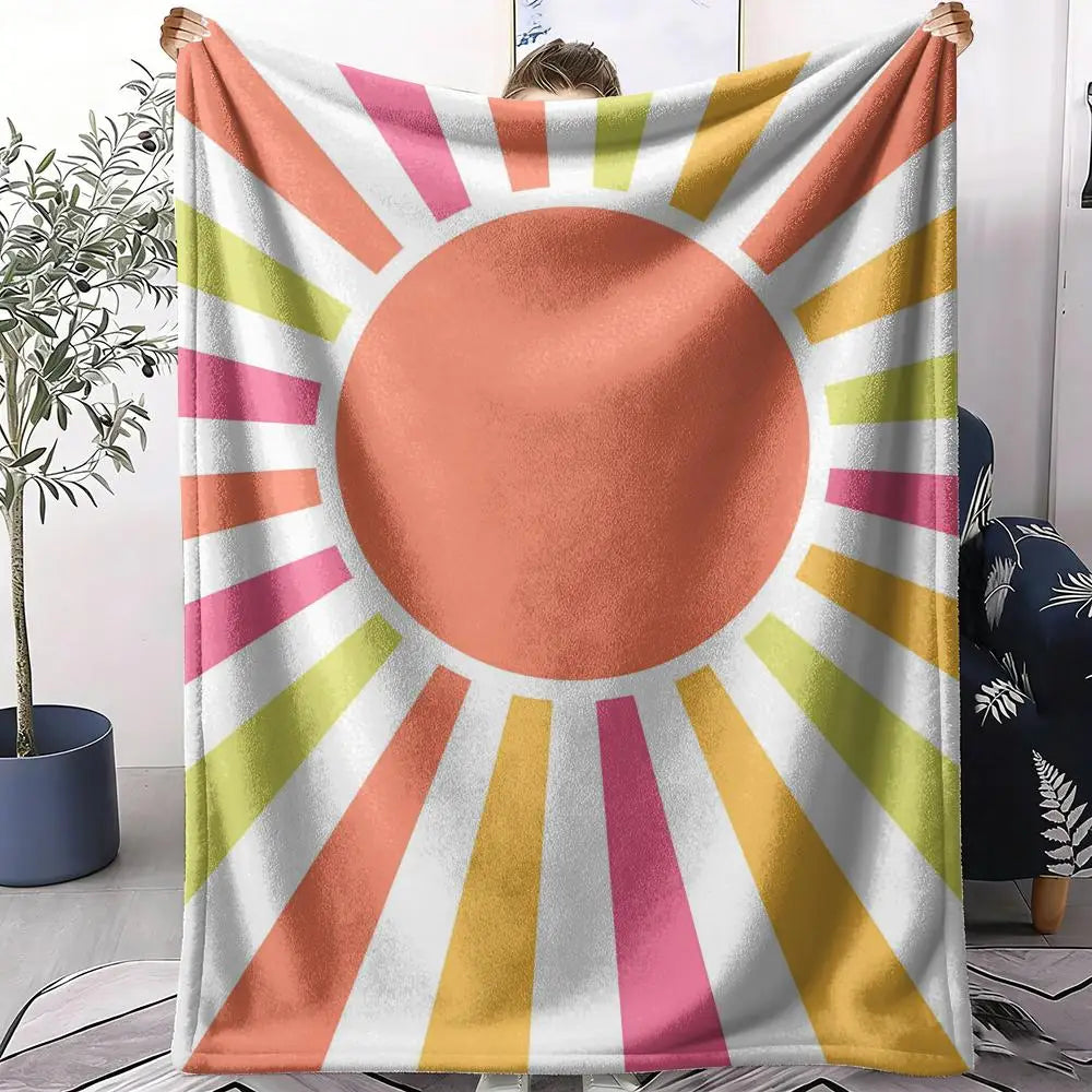 Abstract Sunny Throw Soft Flannel AC Blanket Lightweight Summer Nap Throw Cozy  Blanket for Sofa Bed Travel Home