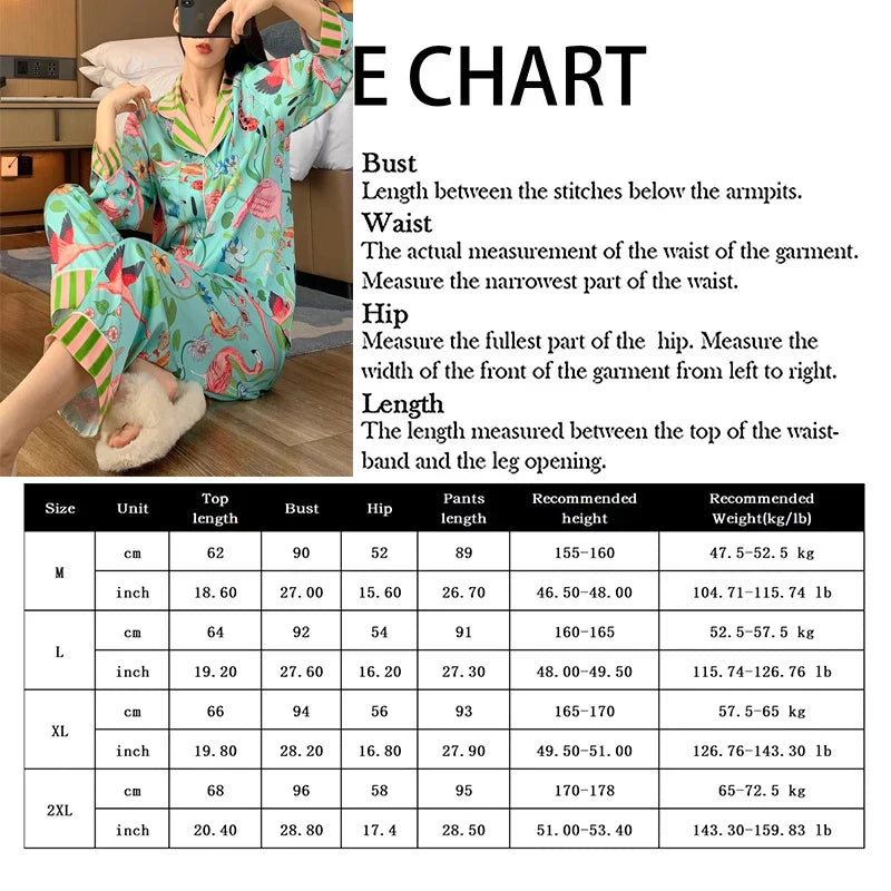Silky Mermaid Print Long Pajama Set