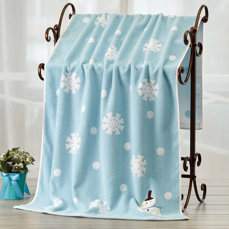 Cotton Skin-Friendly Cartoon Printed Towel 1Pc Cute Absorbent Bath Towel for Adults Kids Quick Drying Spa Fitness Sweat Towels