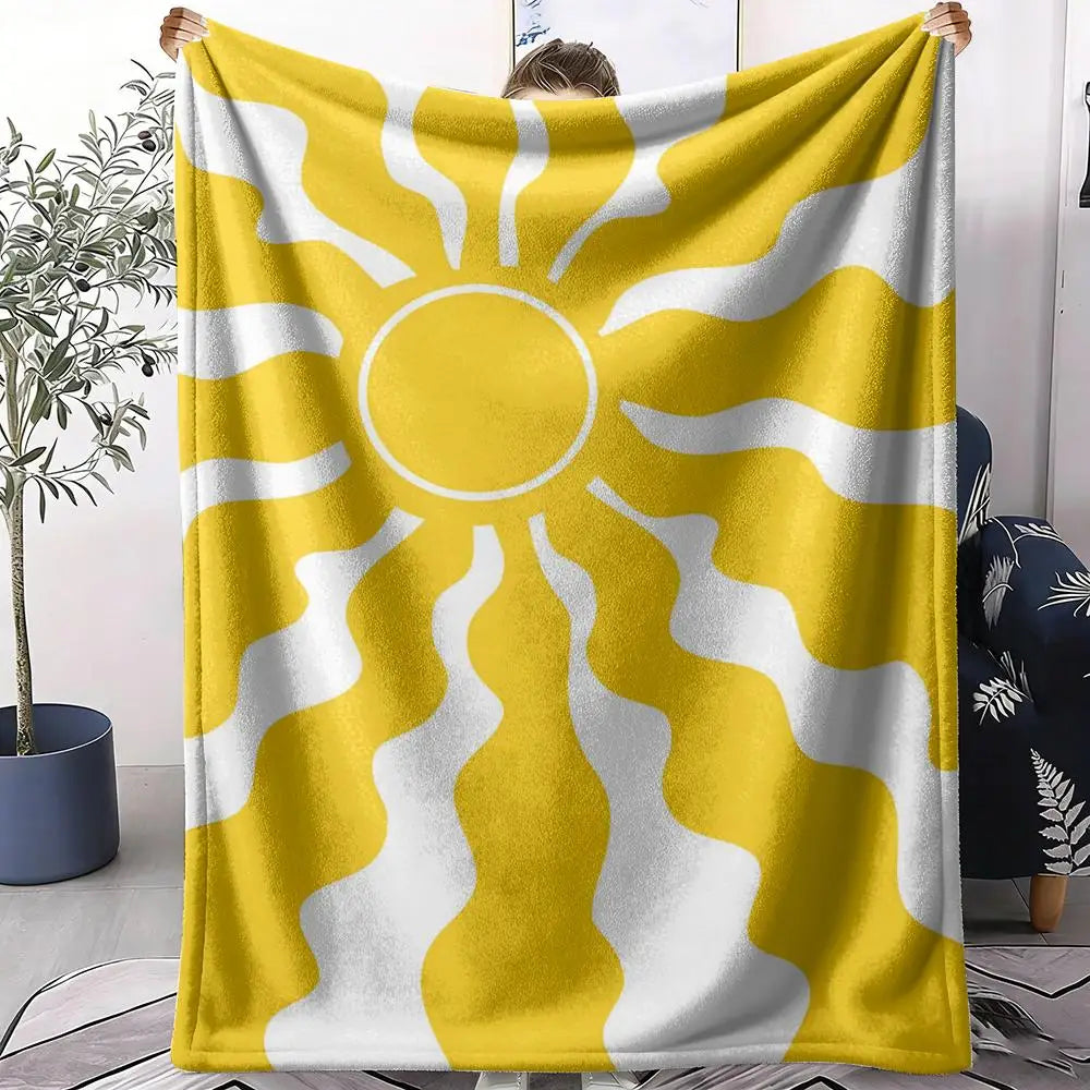 Abstract Sunny Throw Soft Flannel AC Blanket Lightweight Summer Nap Throw Cozy  Blanket for Sofa Bed Travel Home