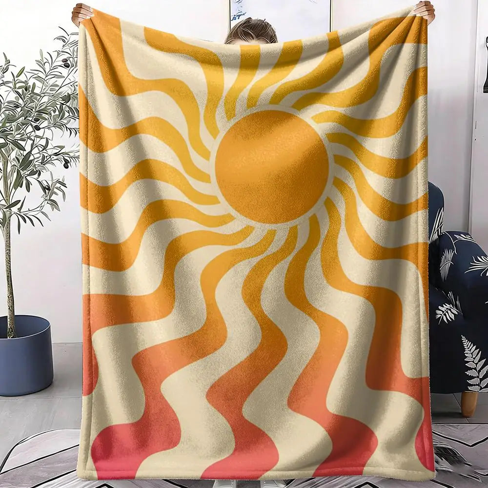 Abstract Sunny Throw Soft Flannel AC Blanket Lightweight Summer Nap Throw Cozy  Blanket for Sofa Bed Travel Home