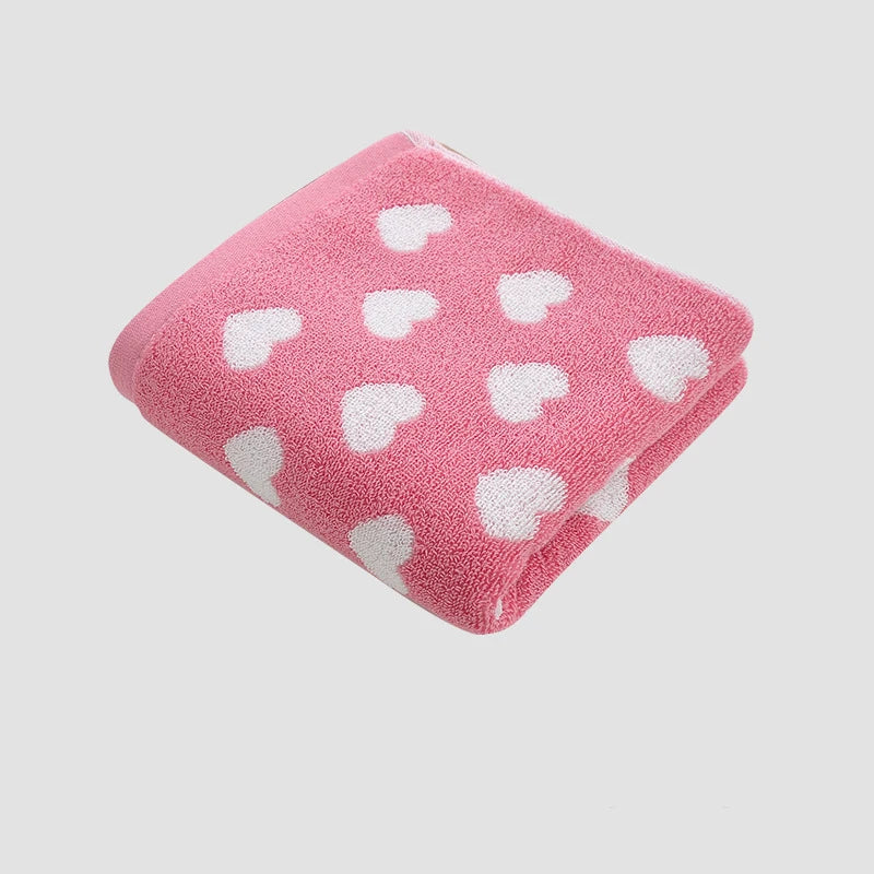 Retro Cotton Towel Dots Stars Striped Heart Pattern Soft Face Towel Super Absorbent Thick Hand Towels for Bathroom Kids Adults