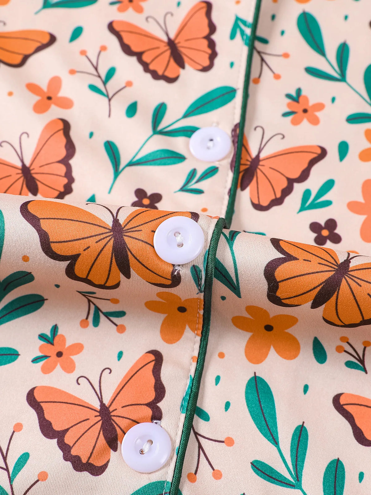 Monarch Butterfly & Floral Women's Pajama Set — Long Sleeve Top & Pants