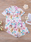 Boots Scootin' Women's Pajama Set — Button-Down Top & Shorts with Cowgirl & Cactus Print