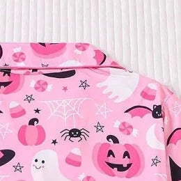 Halloween Ghost & Pumpkin Women's Pajama Set — Short Sleeve Top & Shorts