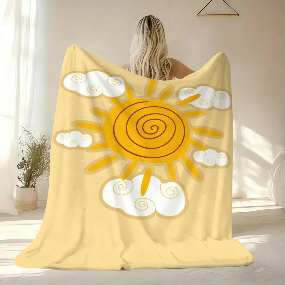 Abstract Sunny Throw Soft Flannel AC Blanket Lightweight Summer Nap Throw Cozy  Blanket for Sofa Bed Travel Home