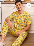 Rubber Duck All-Over Print Men's Pajama Set — Short Sleeve Top & Pants