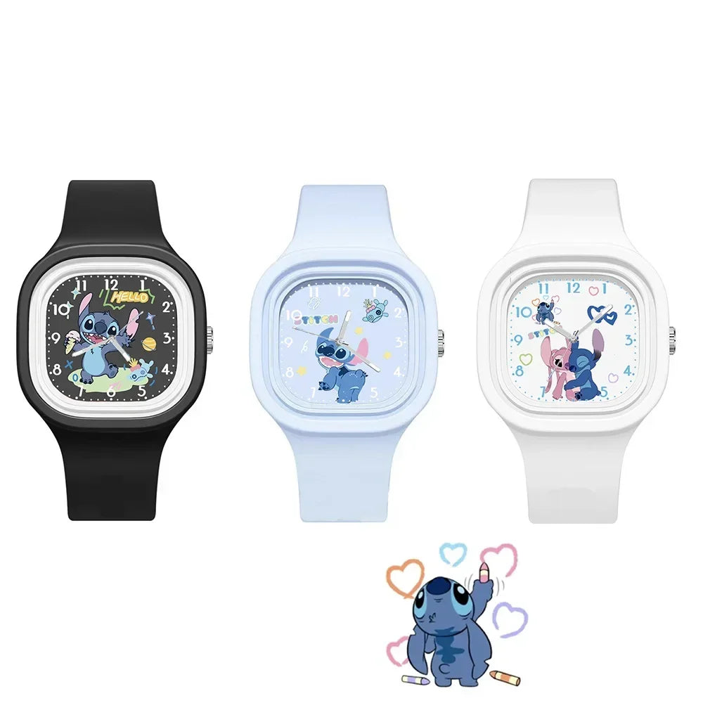 Disney Children s Watch Stitch Cartoon Square Quartz Watch Boys and Girls Student Christmas Gift