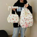 Three-Piece All-Match  Bag Large Capacity Laptop Backpack Cherry Printed Kawaii Nylon Backpack  Outdoor Backpack