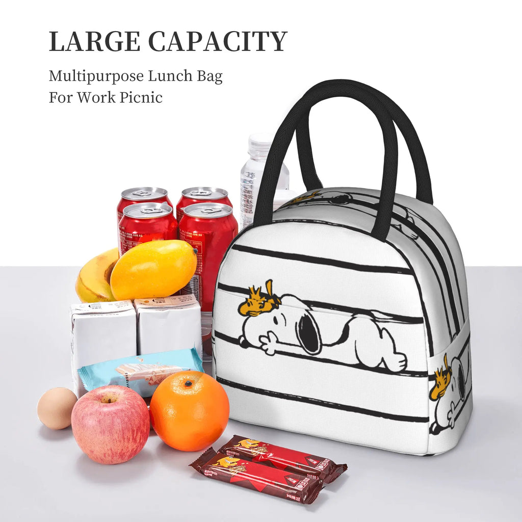 S-Dog-Snoopies Cartoon  Insulated Lunch Bag Cooler Bag Lunch Container  Leakproof Lunch Box Tote for Men Women Office  Picnic