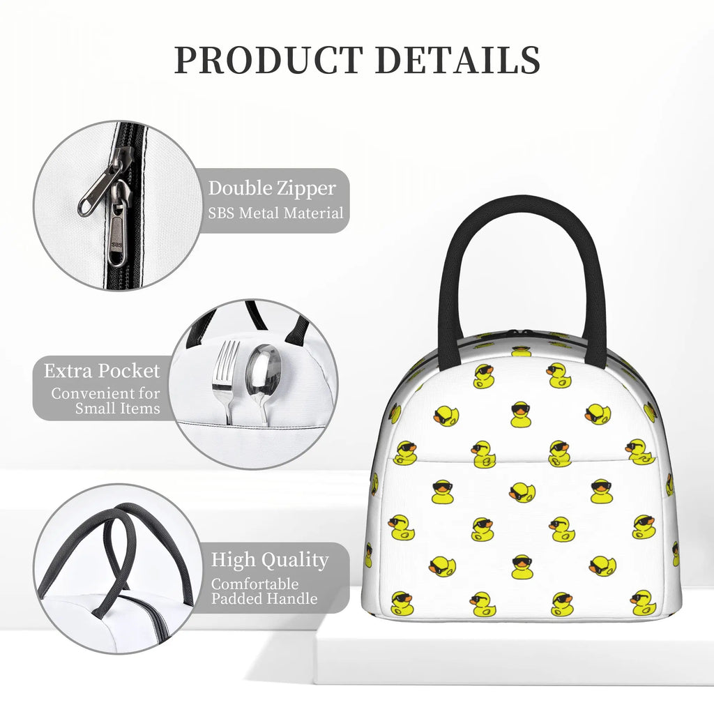 Cartoon Yellow Duck Pattern  Insulated Lunch Bags Thermal Bag Lunch Container  Leakproof Lunch Box Tote Food Storage Bags