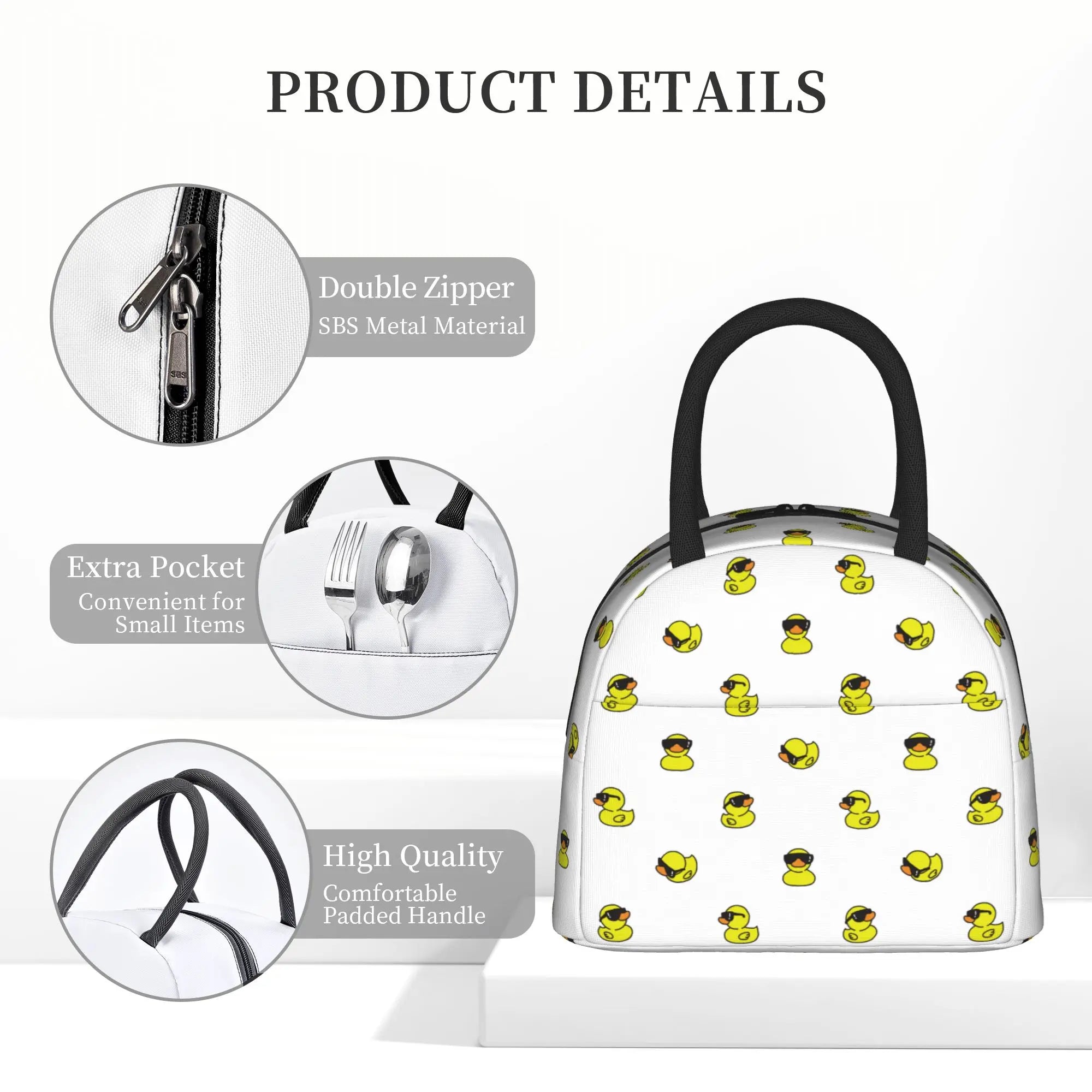 Cartoon Yellow Duck Pattern  Insulated Lunch Bags Thermal Bag Lunch Container  Leakproof Lunch Box Tote Food Storage Bags