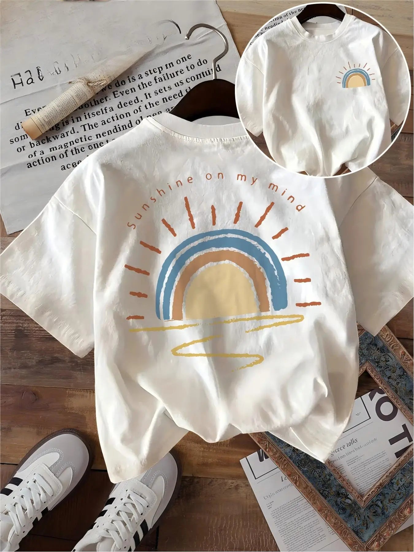 Sunshine On My Mind T Shirt Funny Retro Sun Graphic Unisex Vintage Loose Short Sleeve Summer Tops Tee