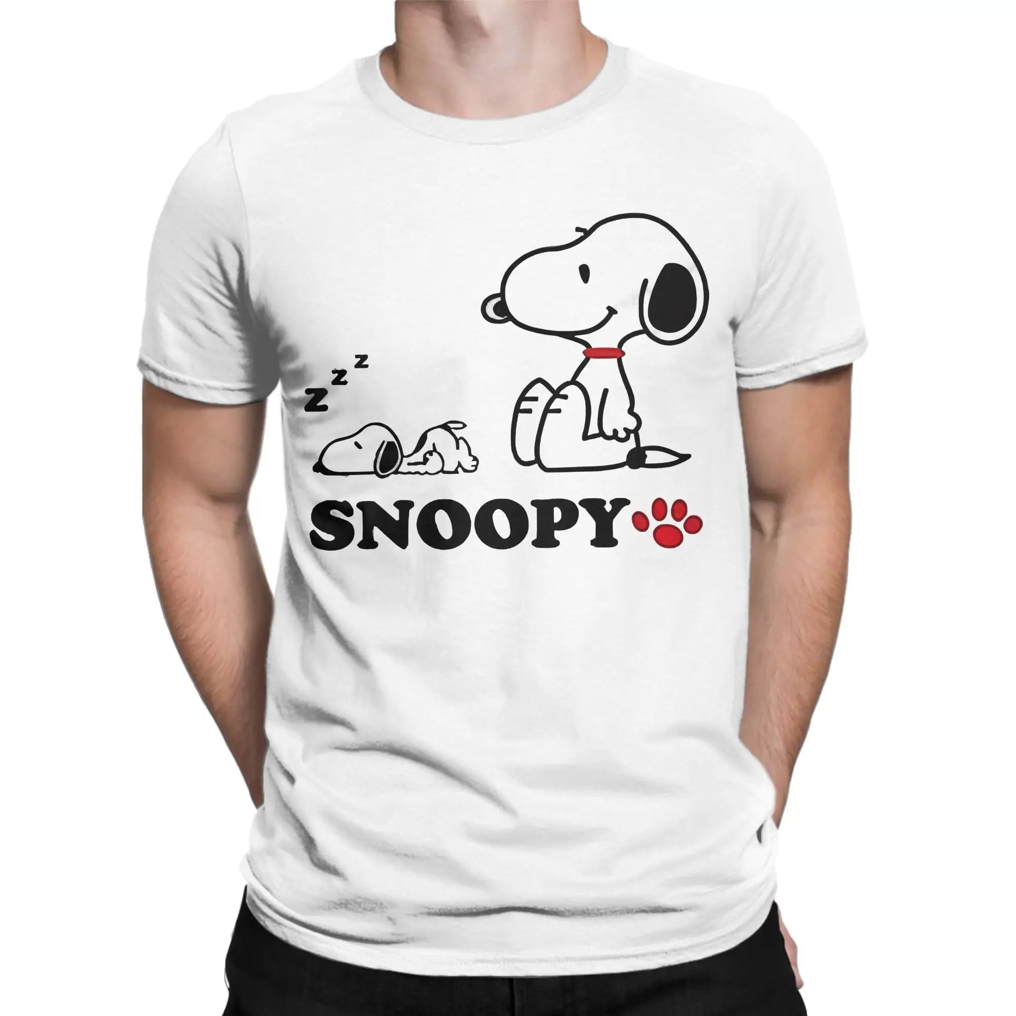 Print Snoopy Since 1958  T Shirt Cotton Short Sleeve  Round Neck