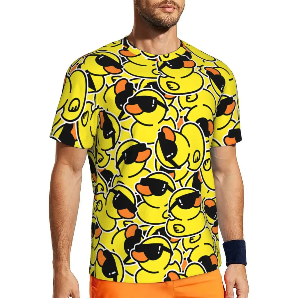 Yellow Ducks Funny Animal T-Shirt Vintage Running T-Shirts Breathable Summer Popular Tee Shirt Graphic Big Size Tops