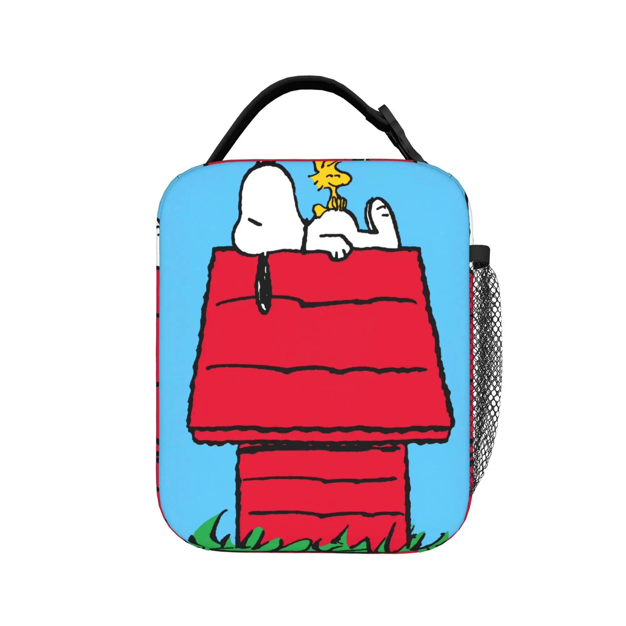 Snoopy Woodstock Riding Bike Insulated Lunch Bag Cooler Bag Reusable,Meal Container Cartoon Lunch Box Tote Food Bag Outdoor