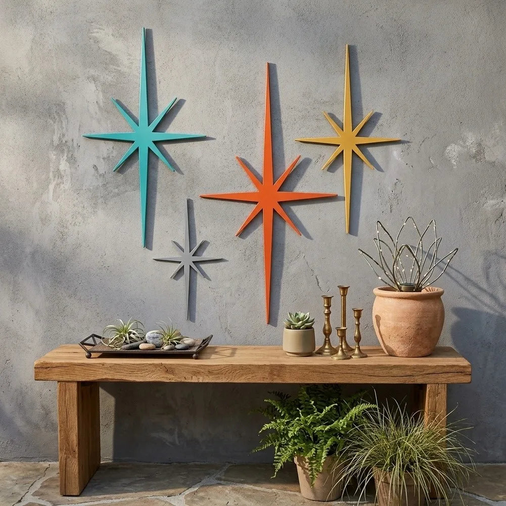 Metal Star Cutout Wall Decoration for Exterior and Interior Applications Such as Yard Fence Deck Wall and Living Space