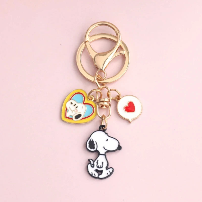 snoopy merchandise two-dimensional metal keychain couple personalized creative companion bag pendant key ring gift wholesale