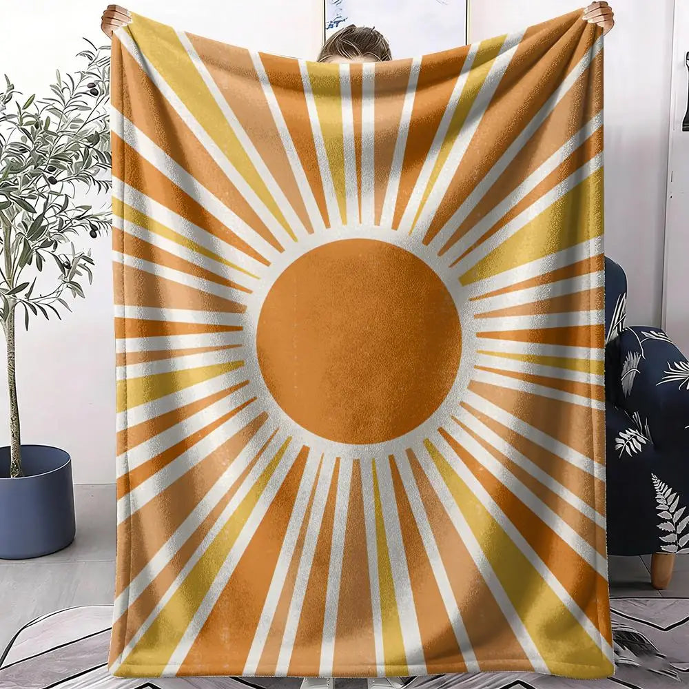 Abstract Sunny Throw Soft Flannel AC Blanket Lightweight Summer Nap Throw Cozy  Blanket for Sofa Bed Travel Home