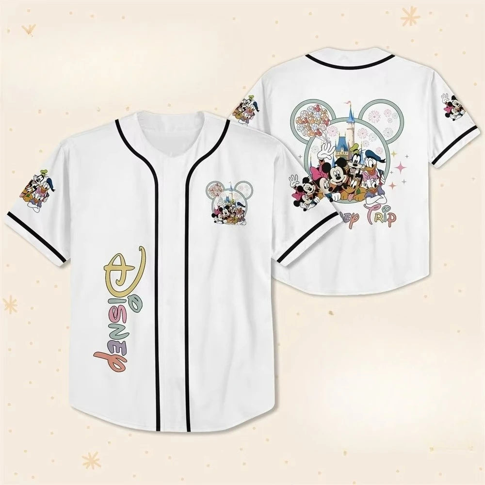 2026 Summer Hot Selling Fashionable Retro Mickey and Minnie Baseball Shirt