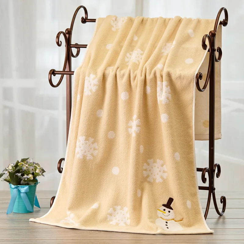 Cotton Skin-Friendly Cartoon Printed Towel 1Pc Cute Absorbent Bath Towel for Adults Kids Quick Drying Spa Fitness Sweat Towels