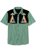 Alien versus Bigfoot Printed Daily Hawaiian Men's Shirt Summer Versatile Loose Fashion Shirt