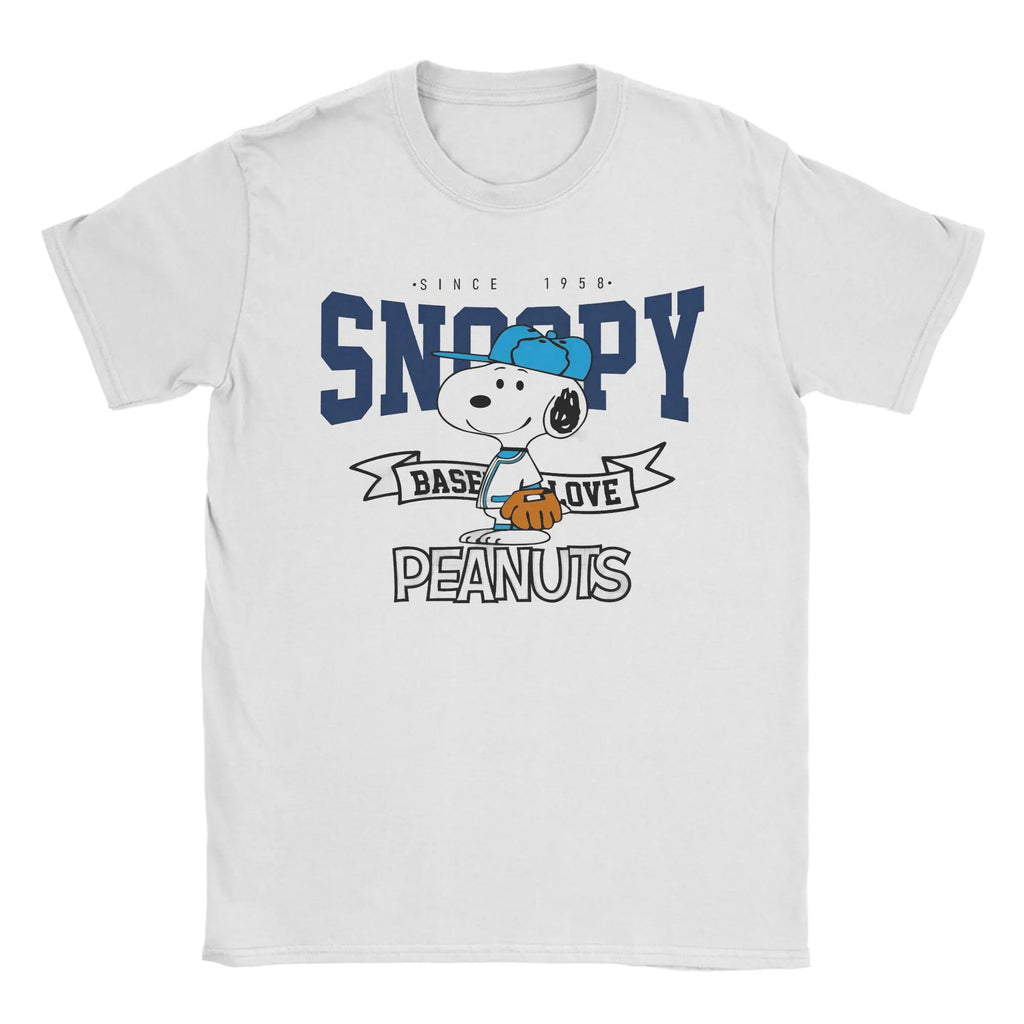 Print Snoopy Since 1958  T Shirt Cotton Short Sleeve  Round Neck