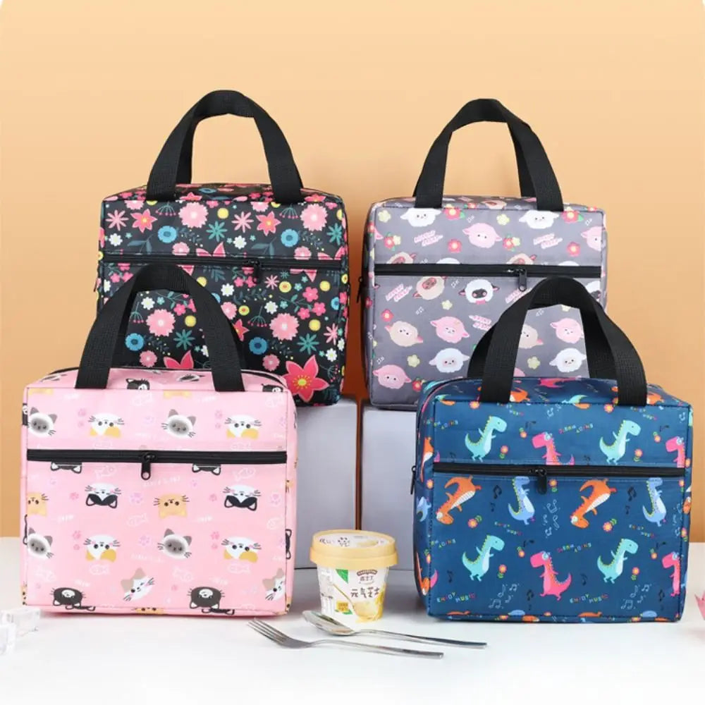 Cute Leakproof Lunch Bag Large Capacity Insulated Insulated Lunch Box Reusable Cute Animals Lunch Tote Students