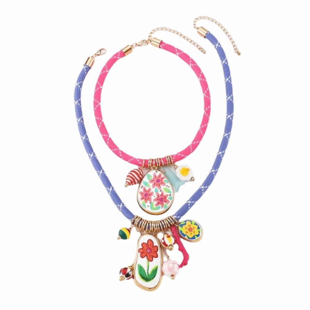 Fashionable Bohemian Multi-element Pendant Colorful Jewelry Gifts Collarbone Chain Cute Flower Rope Necklaces Beach