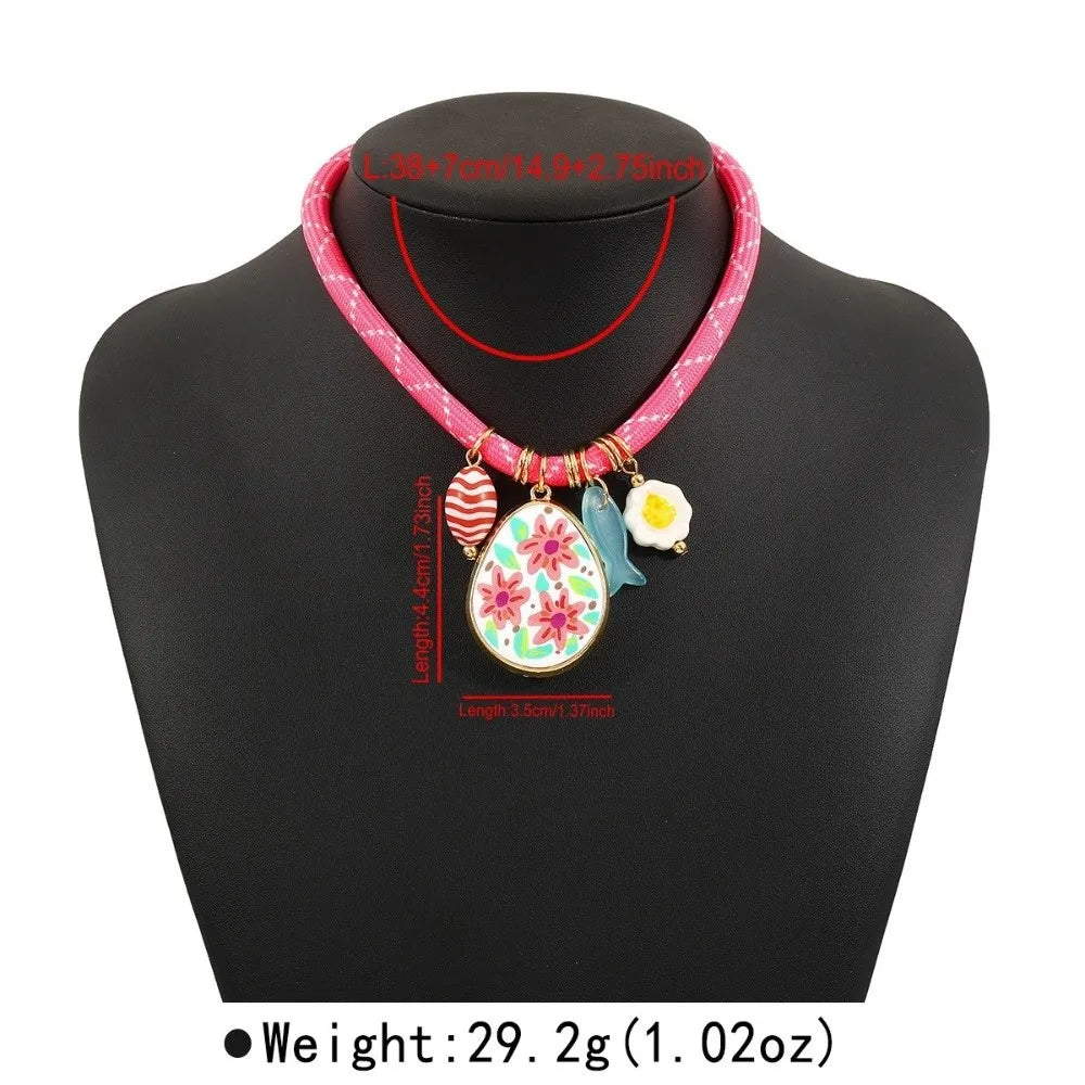 Fashionable Bohemian Multi-element Pendant Colorful Jewelry Gifts Collarbone Chain Cute Flower Rope Necklaces Beach