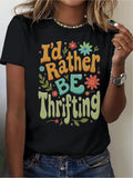 Women Vintage Thrift Store Slogan T Shirt Casual Summer Top 100 Cotton Machine Washable Everyday Wear