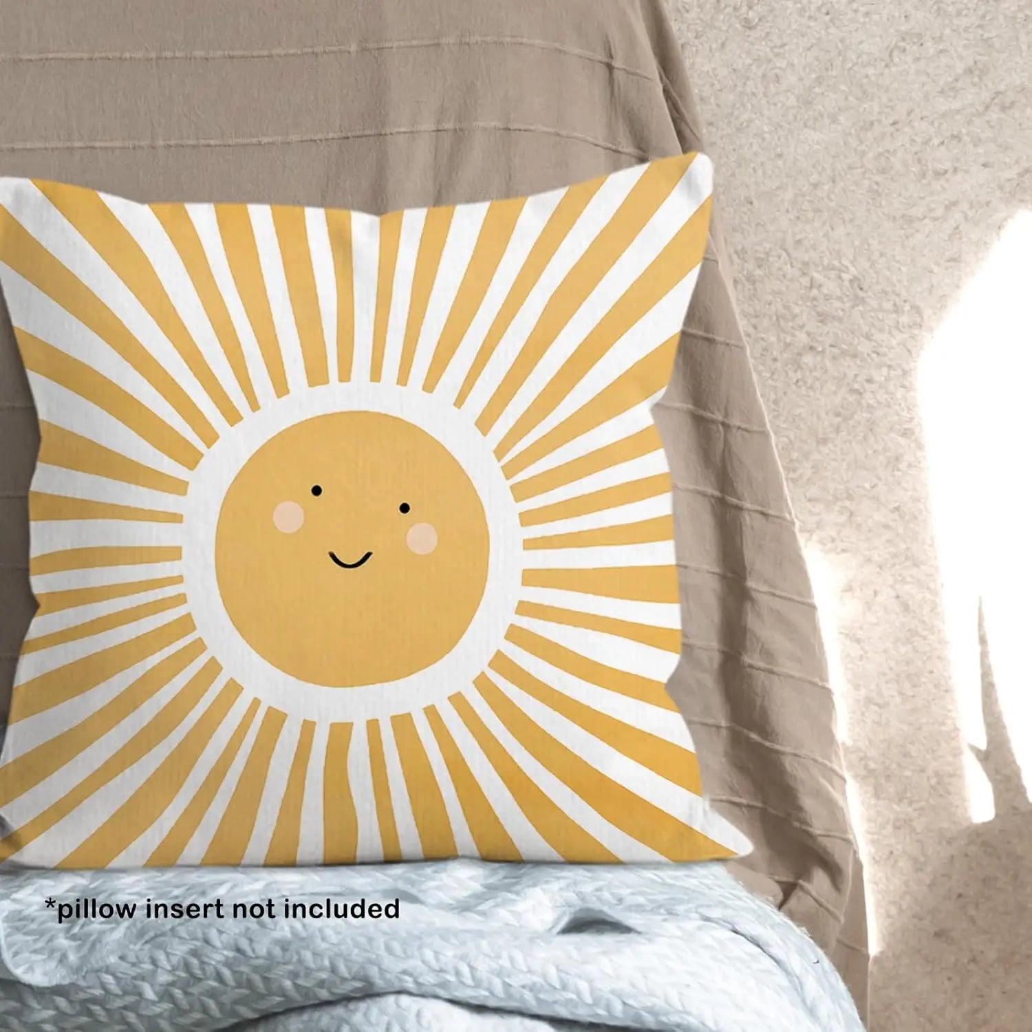 Yellow Sun Sunshine Double-Sided Pillow Case Cute Boho Decorative Cushion Cover Print Home Decor for Nursery Kids Room Sofa