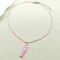 Colorful Fish Pendant Necklace For Women Girl Handmade Woven Beads Dopamine Color Sea Party Summer Fashion Chain Choker Jewelry