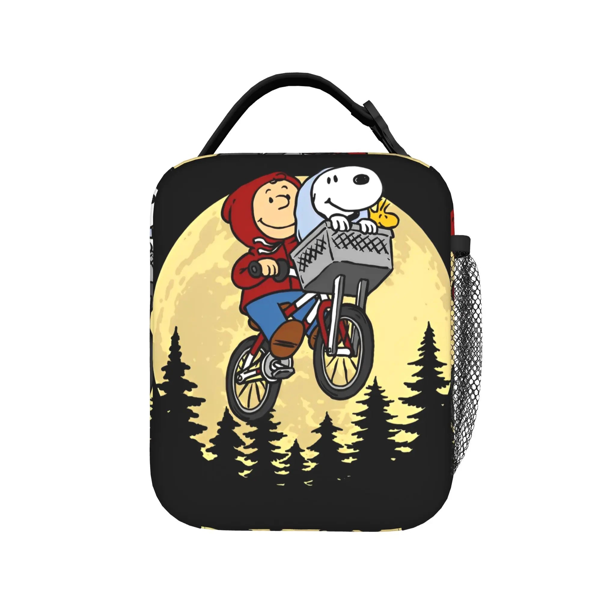 Snoopy Woodstock Riding Bike Insulated Lunch Bag Cooler Bag Reusable,Meal Container Cartoon Lunch Box Tote Food Bag Outdoor