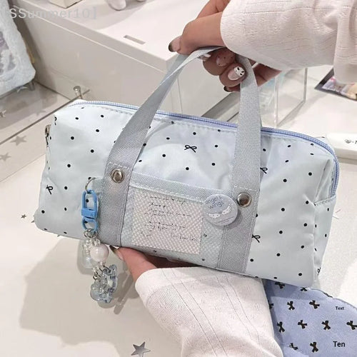 Blue Star Polka Dot Canvas Pouch
