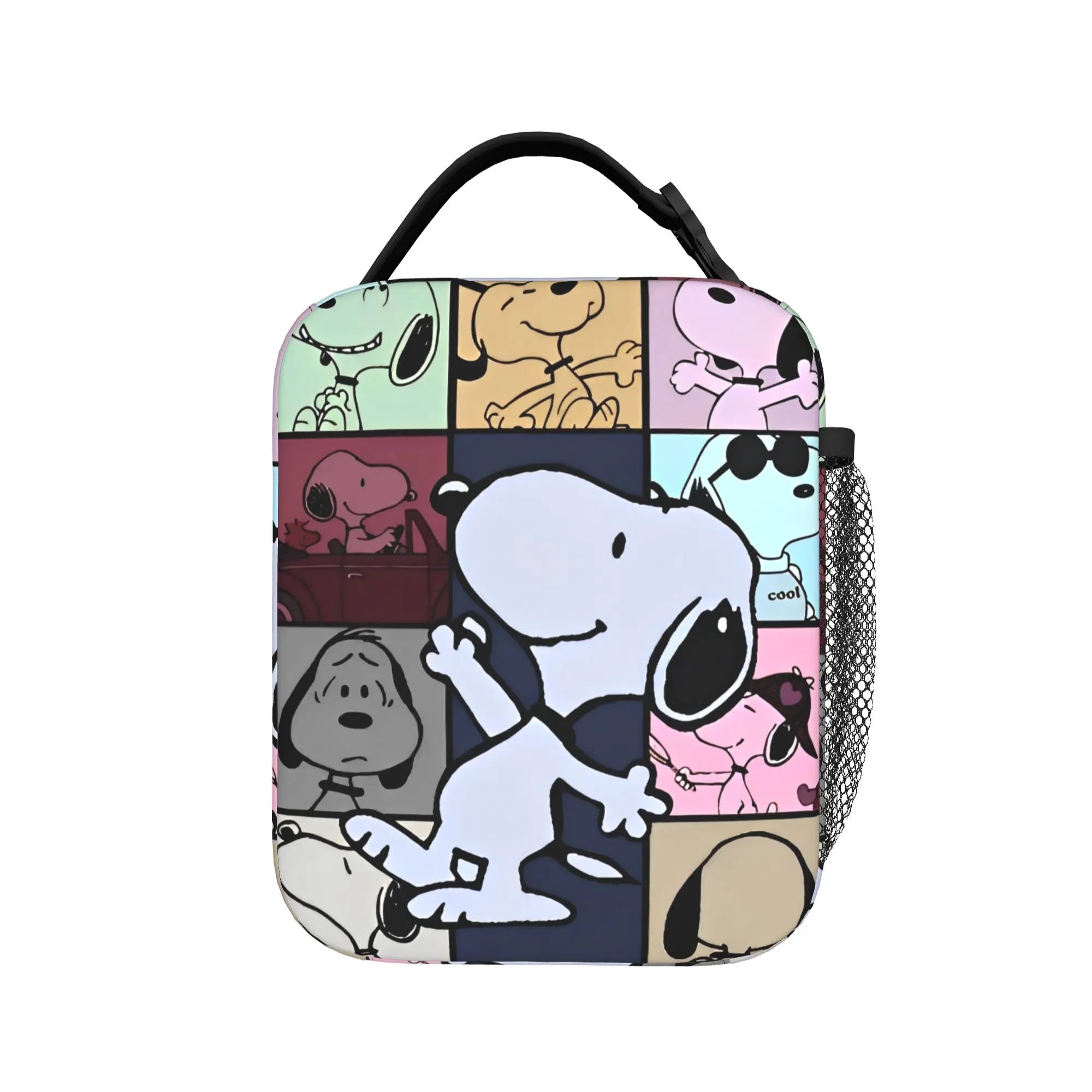 Snoopy Woodstock Riding Bike Insulated Lunch Bag Cooler Bag Reusable,Meal Container Cartoon Lunch Box Tote Food Bag Outdoor