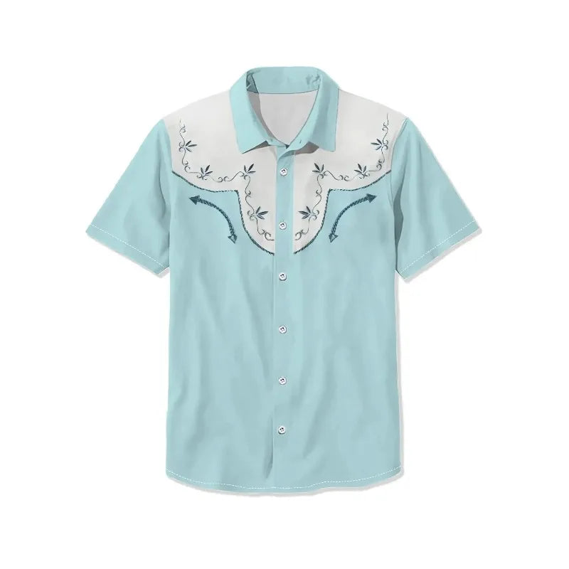 Quirky Space themed Men's Shirt Summer Casual Fashion Short Sleeved Shirt For Men Loose Breathable Hawaiian Shirt  Top