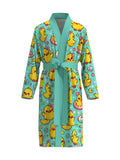 2026 new men's swimming duck home robe 3D digital full-print casual bathrobe thin quick-drying home robe